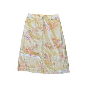 PENDELTON vintage tan floral skirt RN#29685, Linen blend  women’s size 6,